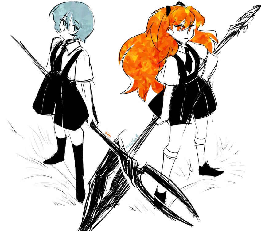 souryuu asuka langley and ayanami rei (neon genesis evangelion and 1 more) drawn by miss_mossball