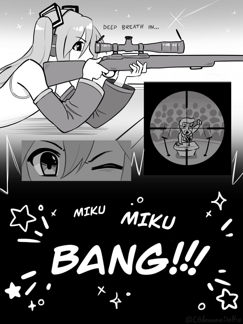 hatsune miku and donald trump (vocaloid and 1 more) drawn by delta_(c0denamedelta)
