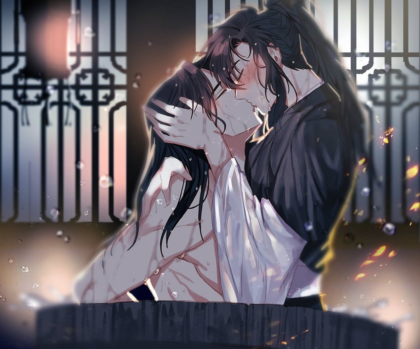 wei wuxian and lan wangji (modao zushi) drawn by jujeop