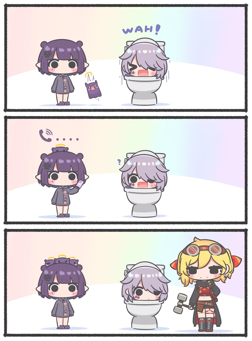 ninomae ina'nis, takodachi, koseki bijou, and kaela kovalskia (hololive and 3 more) drawn by mpien