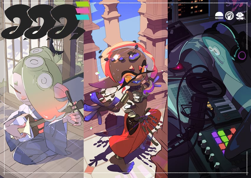 big man, shiver, and frye (splatoon and 1 more) drawn by inoue_seita