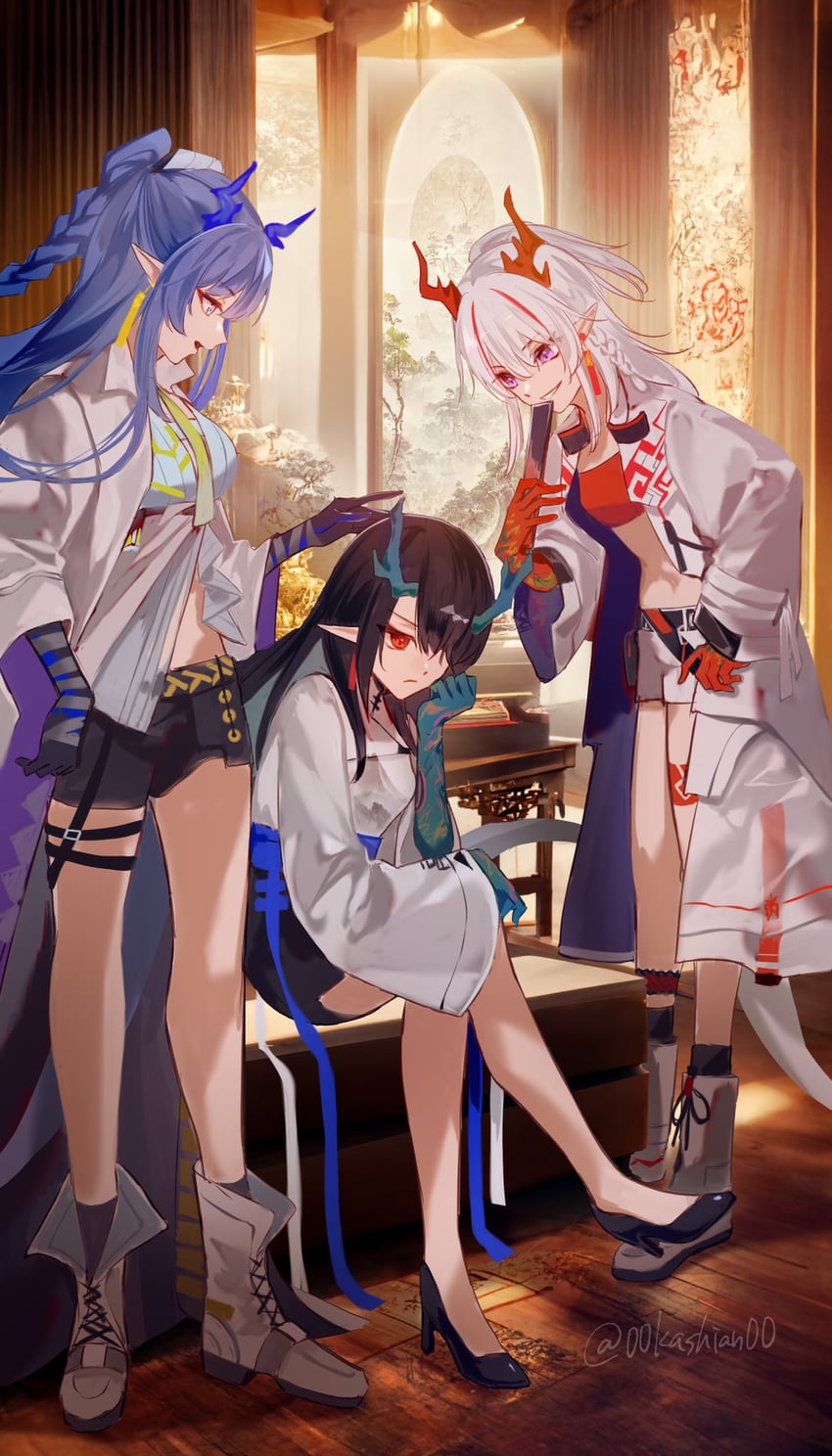 nian, ling, and dusk (arknights and 1 more) drawn by 00kashian00