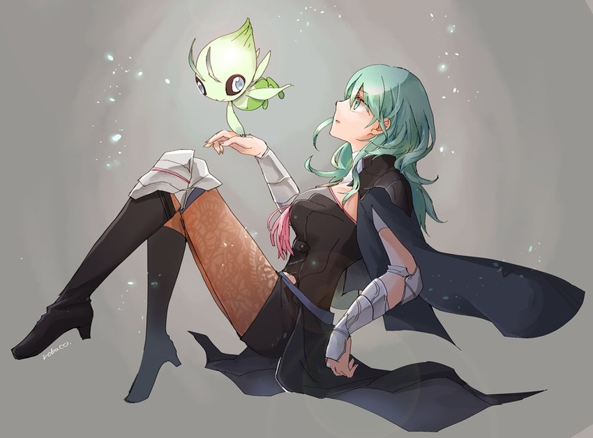female byleth and celebi (pokemon and 2 more) drawn by robaco