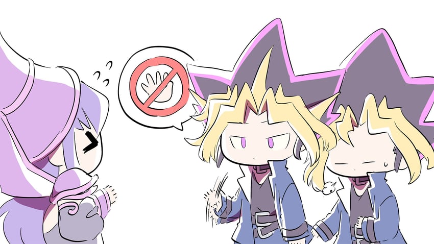 muto yugi, yami yugi, and dark magician (yu-gi-oh! and 1 more) drawn by zackpyo