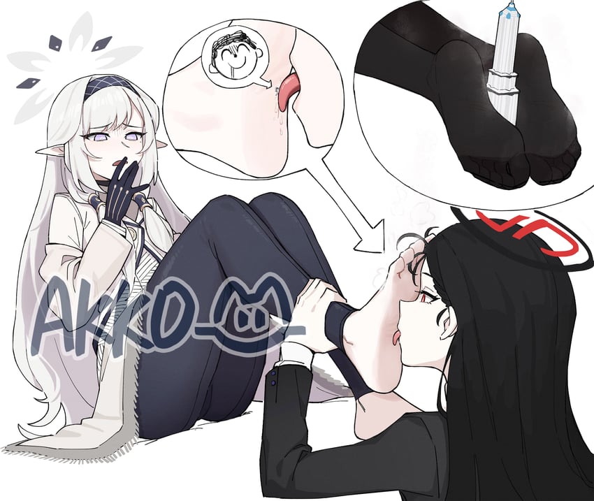 sensei, doodle sensei, rio, and himari (blue archive) drawn by lan_mao_akko