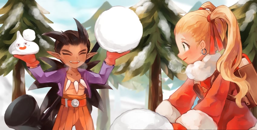 slime, sidoh, and female builder (dragon quest and 1 more) drawn by hotaro_(bread_fusa)
