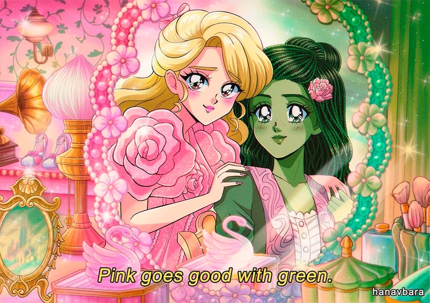 good witch of the north and elphaba thropp (wicked) drawn by hanavbara
