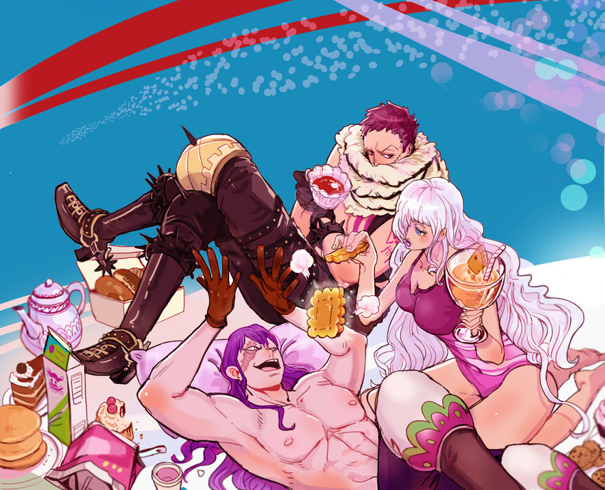 charlotte katakuri, charlotte cracker, and charlotte smoothie (one piece) drawn by living_(pixiv5031111)