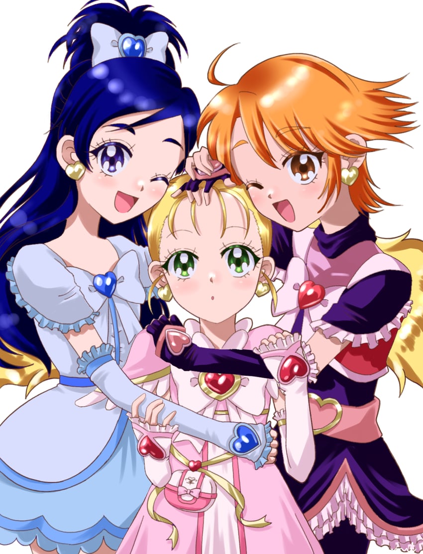 misumi nagisa, yukishiro honoka, cure black, cure white, kujou hikari, and 1 more (precure and 2 more) drawn by ofutonnnineko