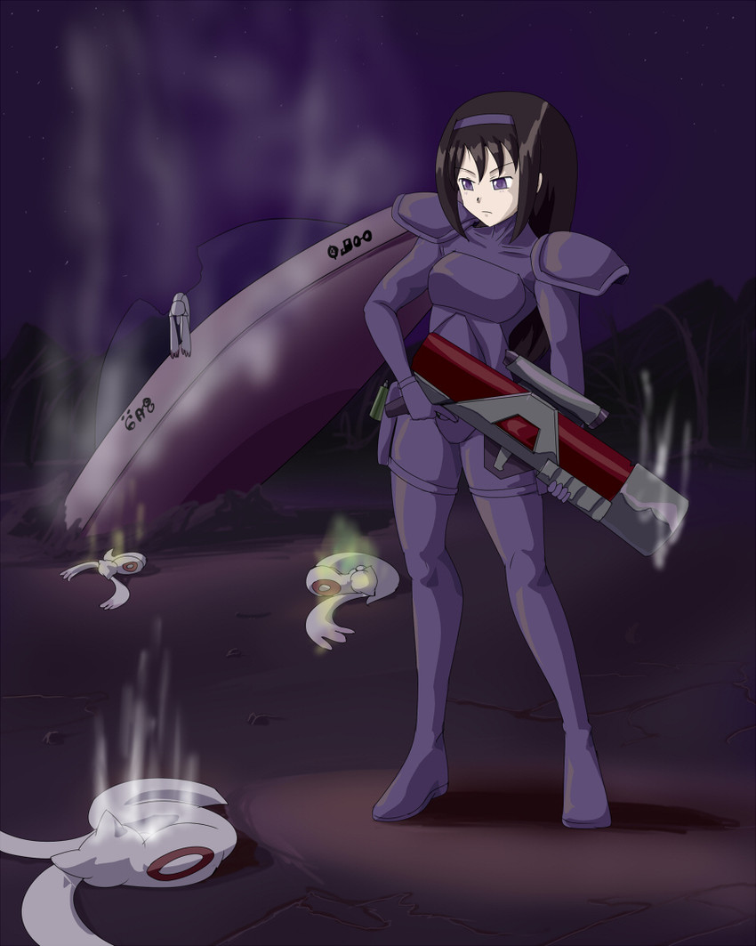 akemi homura and kyubey (mahou shoujo madoka magica and 1 more) drawn by canadawbd