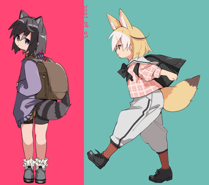common raccoon and fennec (kemono friends) drawn by nanana_(nanana_iz)