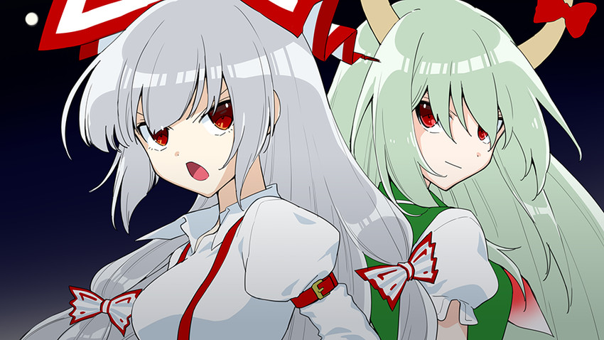 fujiwara no mokou, kamishirasawa keine, and ex-keine (touhou) drawn by futoumeido