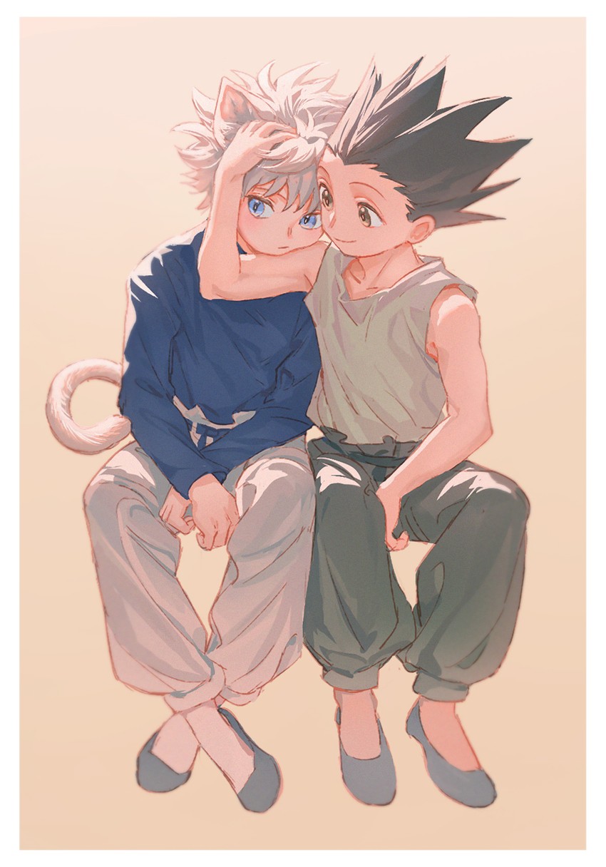 killua zoldyck and gon freecss (hunter x hunter) drawn by tacotako