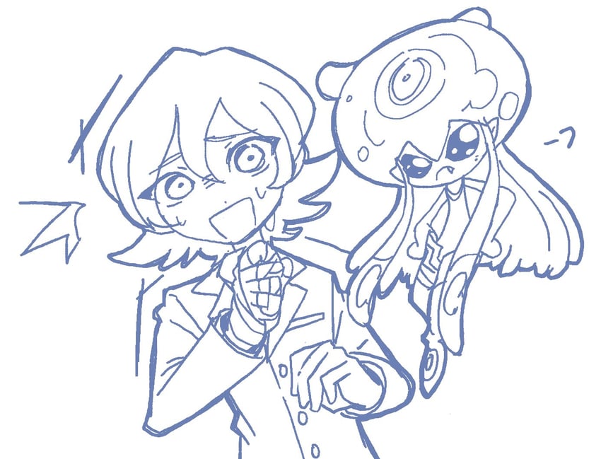 jellymon and higashimitarai kiyoshiro (digimon and 1 more) drawn by megane_mochi