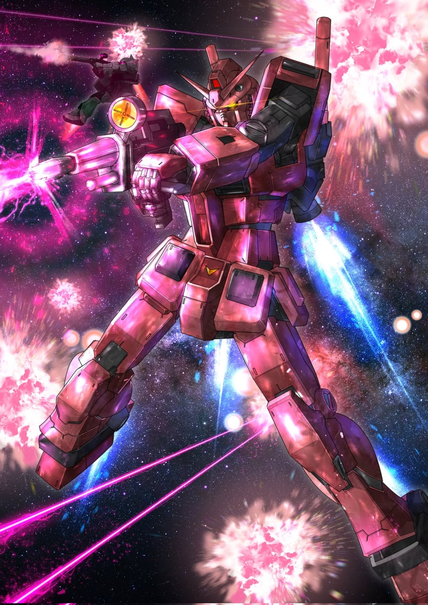 rx-78-2 gundam, zaku ii, and rx-78-2 gundam casval custom (gundam and 2 more) drawn by mechaklear