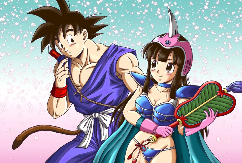 son goku and chi-chi (dragon ball) drawn by masa_(p-piyo)