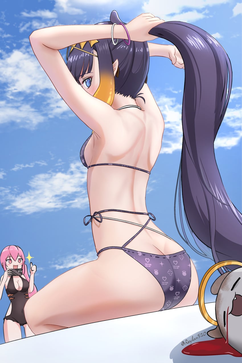 mori calliope, ninomae ina'nis, and takodachi (hololive and 1 more) drawn by reylan520