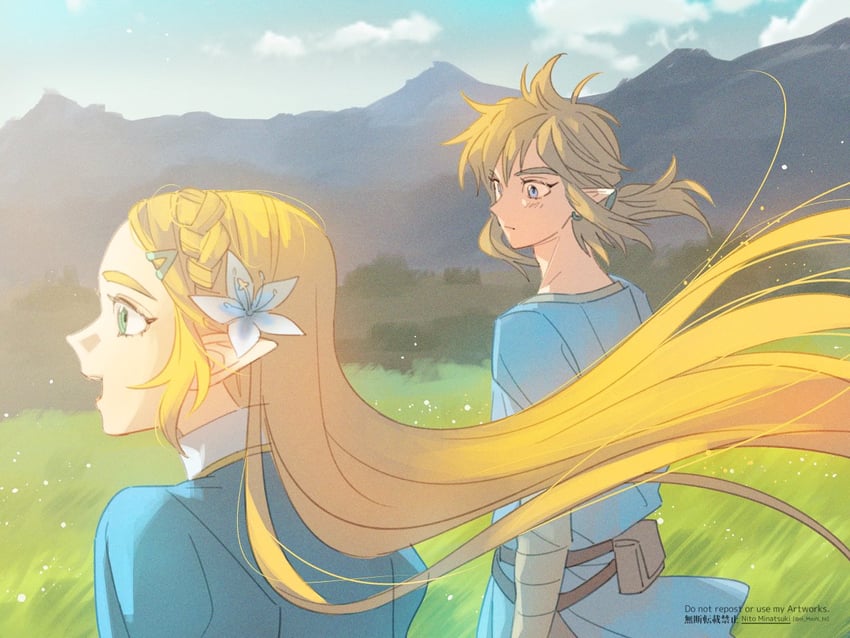 link and princess zelda (the legend of zelda and 1 more) drawn by nito_minatsuki