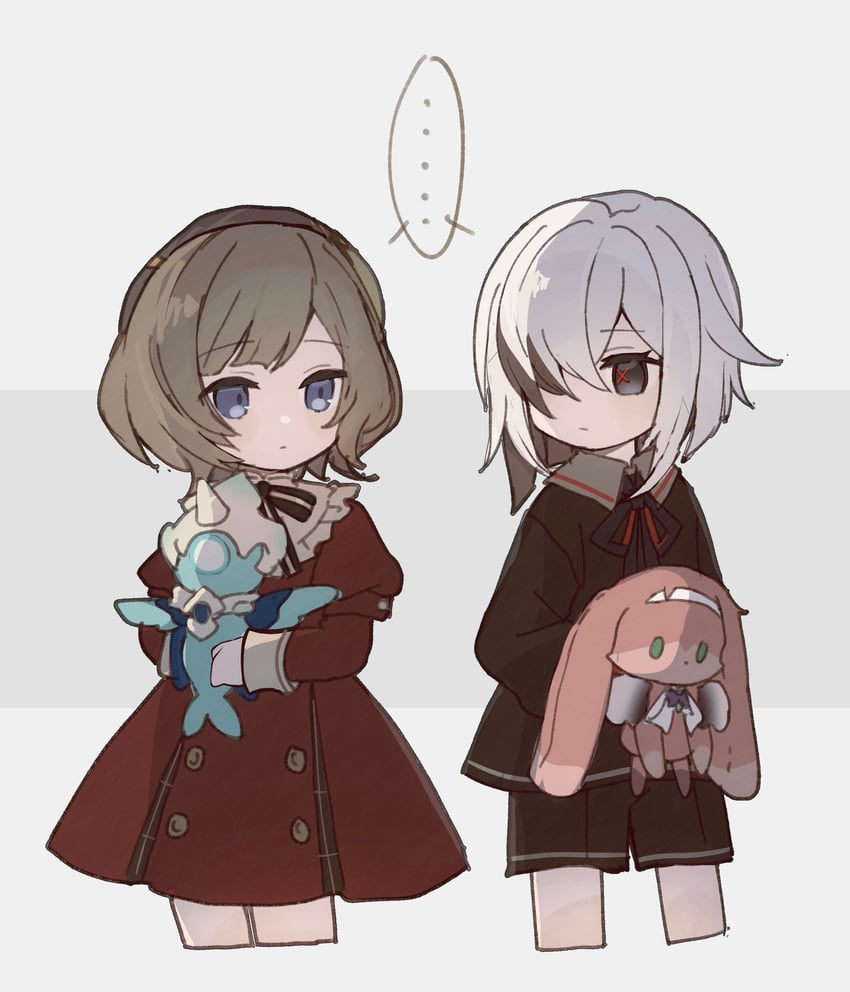 arlecchino, peruere, sandrone, and oceanid (genshin impact) drawn by merry-san