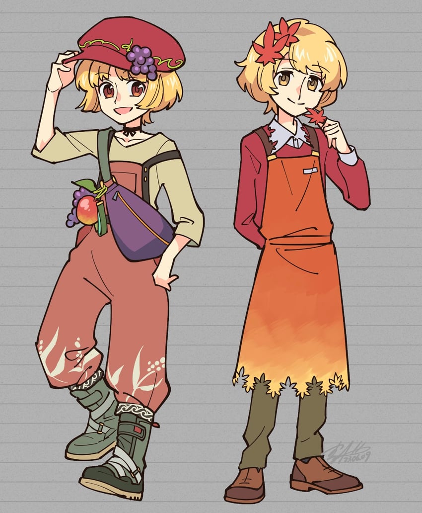 aki minoriko and aki shizuha (touhou) drawn by shikido_(khf)