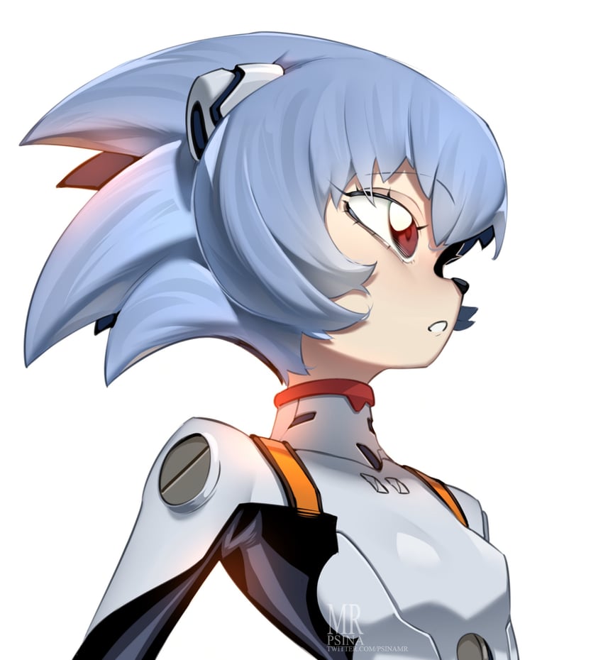 ayanami rei and sonic the hedgehog (neon genesis evangelion and 1 more) drawn by mr.psina