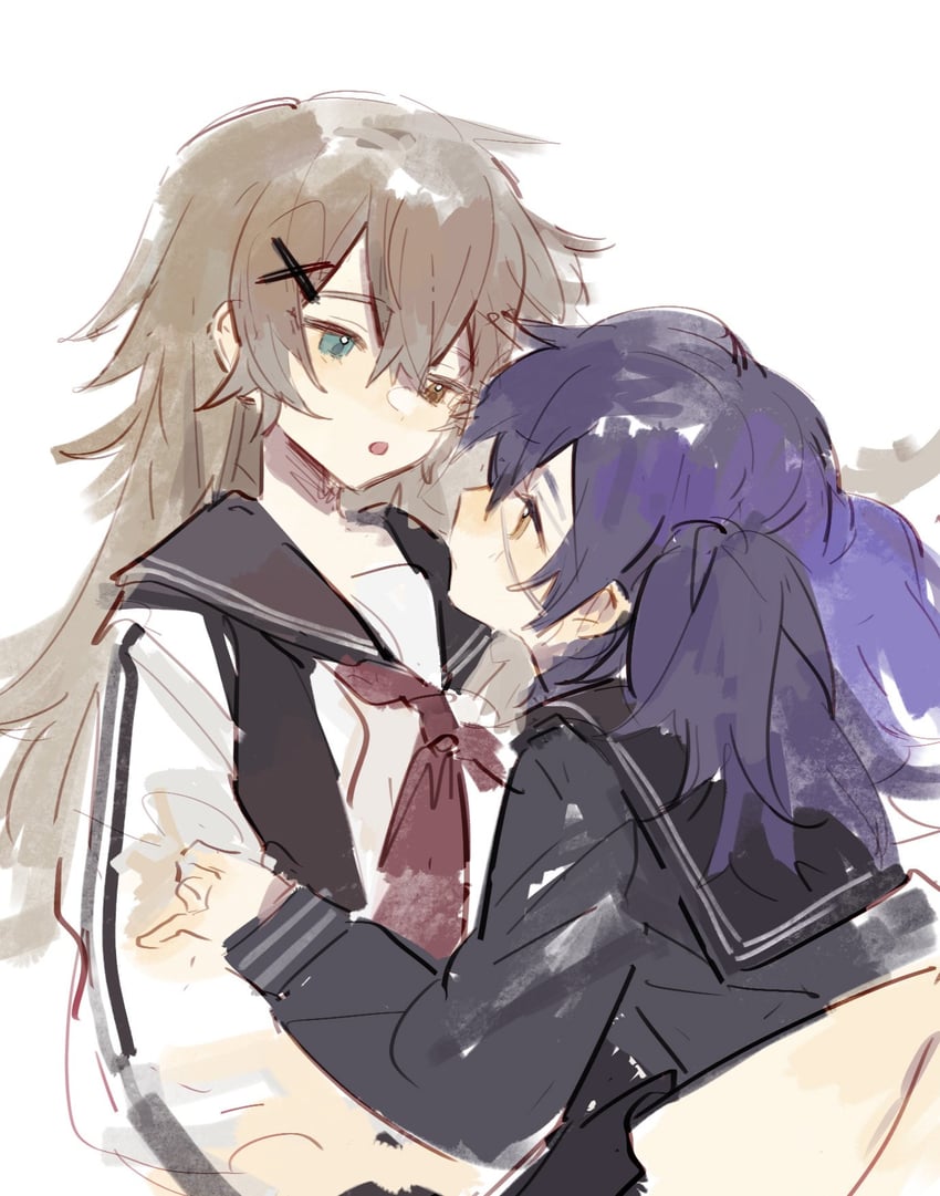 kawato washiha and aoi nozomi (original) drawn by bacheally