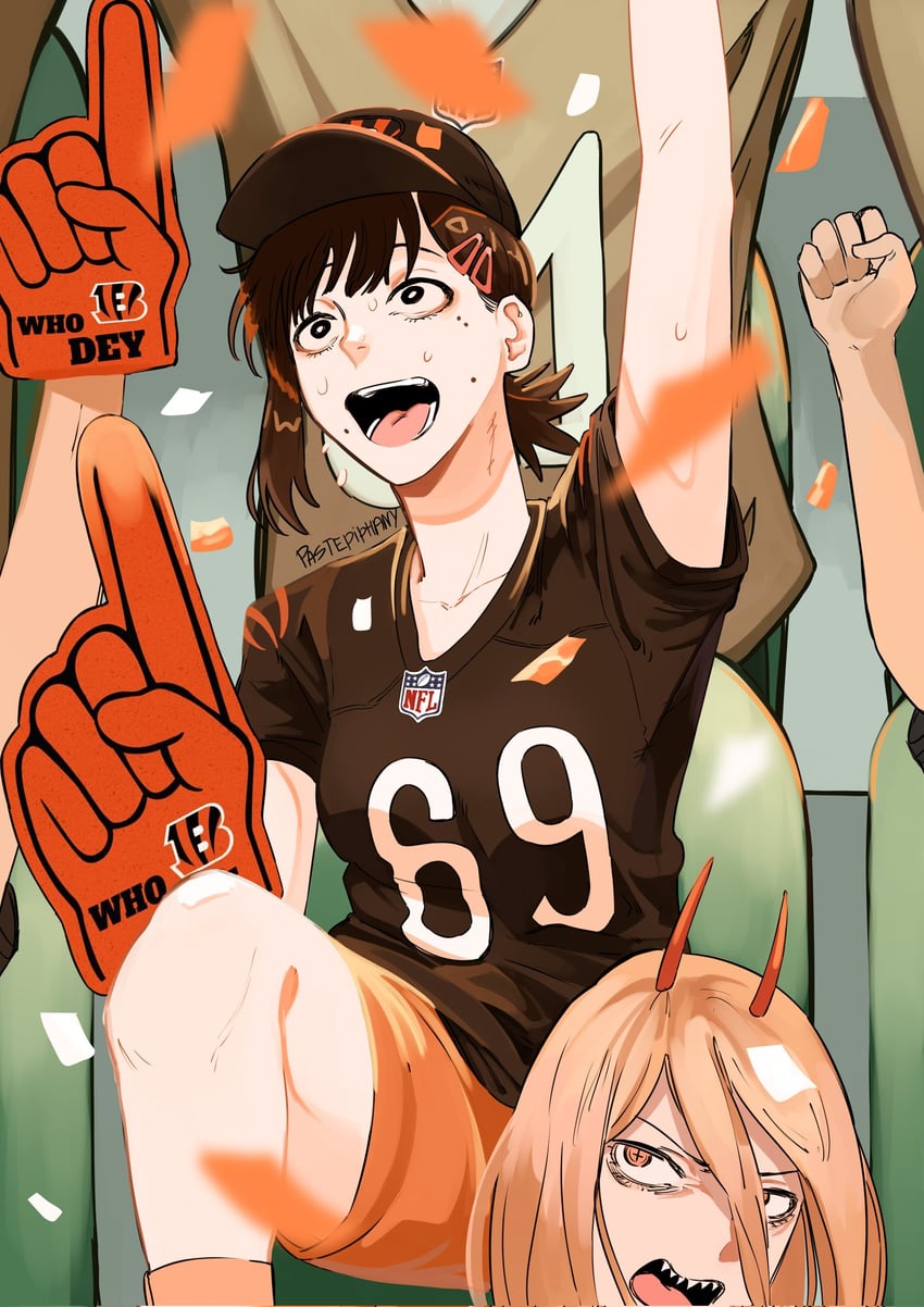 power and higashiyama kobeni (chainsaw man and 2 more) drawn by pastepiphany