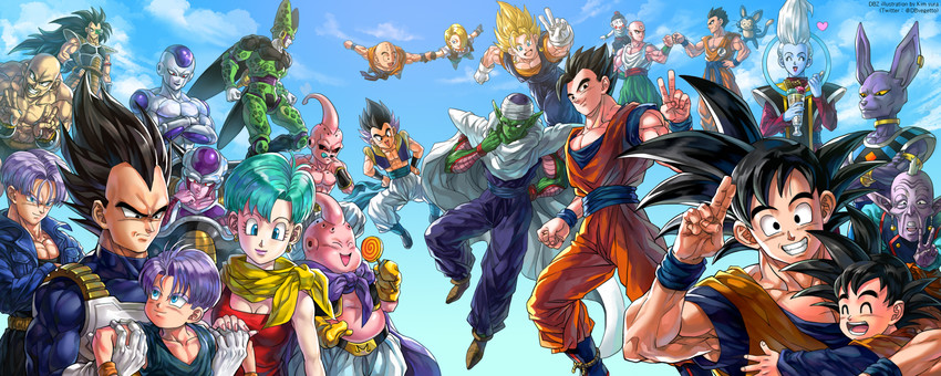 son goku, vegeta, android 18, bulma, son gohan, and 23 more (dragon ball and 2 more) drawn by kim_yura_(goddess_mechanic)