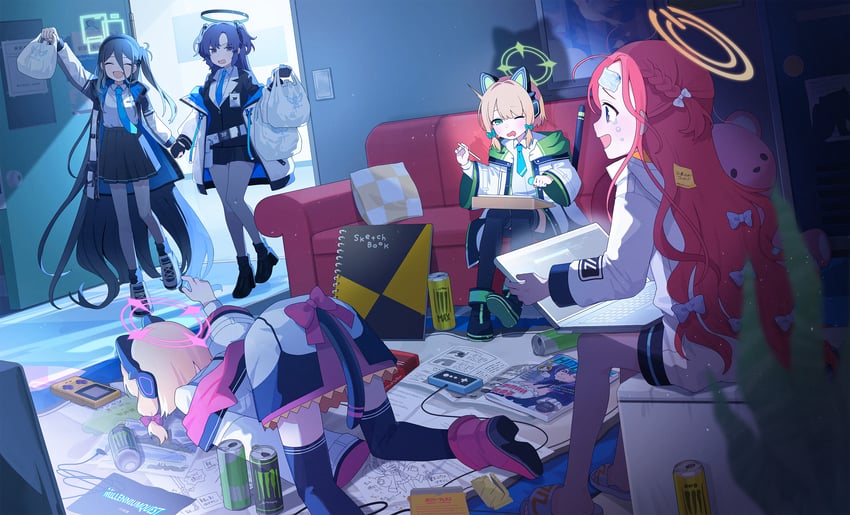 yuuka, aris, momoi, midori, and yuzu (blue archive) drawn by 13_(spice!!)