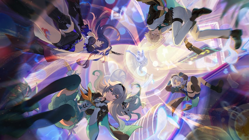 firefly, acheron, aventurine, misha, and lordly trashcan (honkai and 1 more) drawn by ziiima
