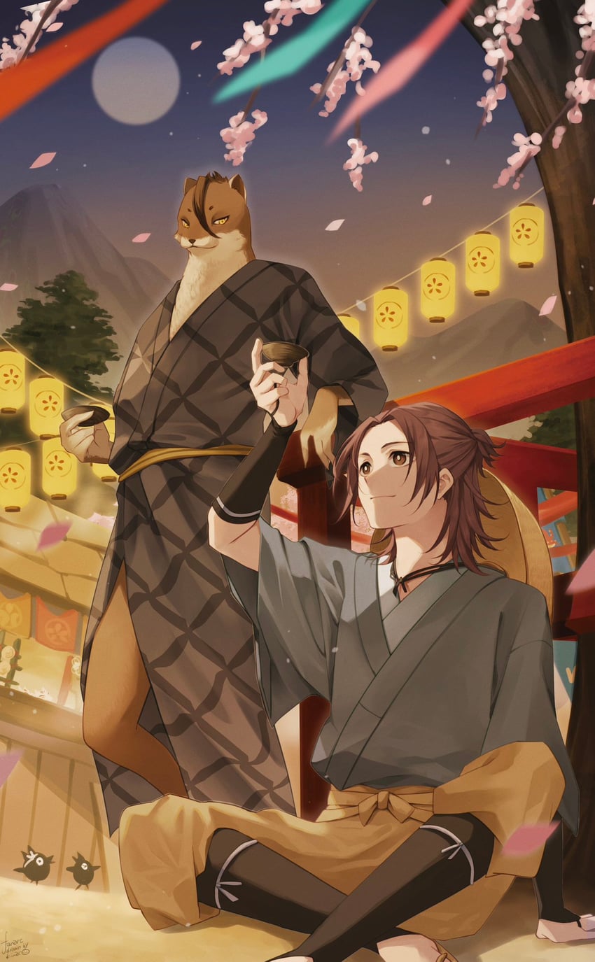 kamai kenji and yanagibashi takuto (genshin impact) drawn by kinaco_4738