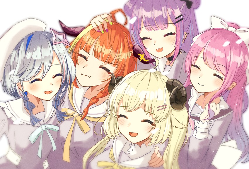 tokoyami towa, amane kanata, kiryu coco, tsunomaki watame, and himemori luna (hololive and 1 more) drawn by tagosaku_(tatsukiuma0329)