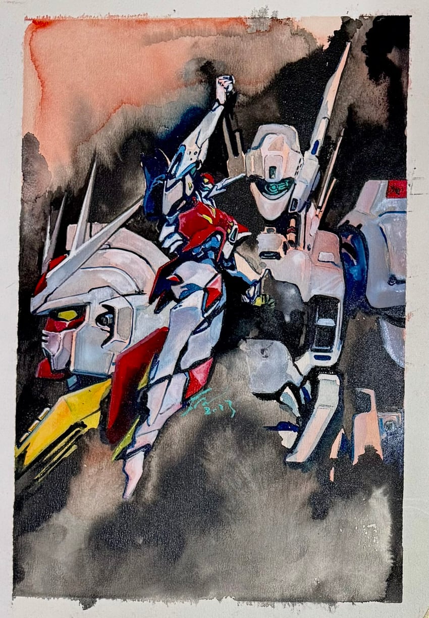 av-98 ingram, tekkaman blade, and lah gundam (gundam and 3 more) drawn by sano_hirotoshi