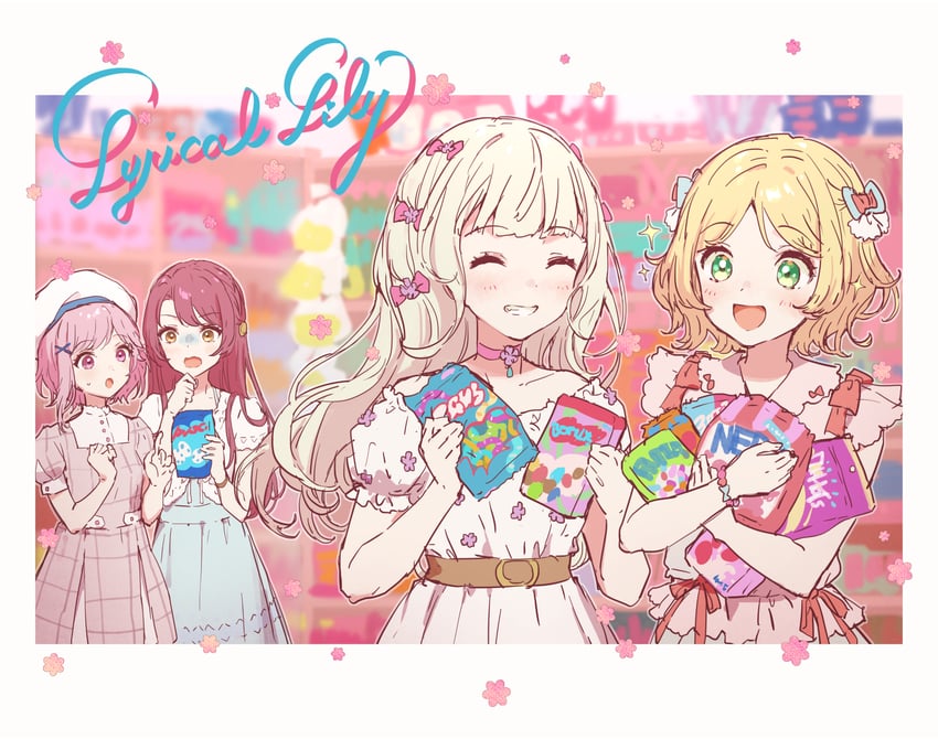 sakurada miyu, kasuga haruna, shiratori kurumi, and takeshita miiko (d4dj) drawn by yutsumoe