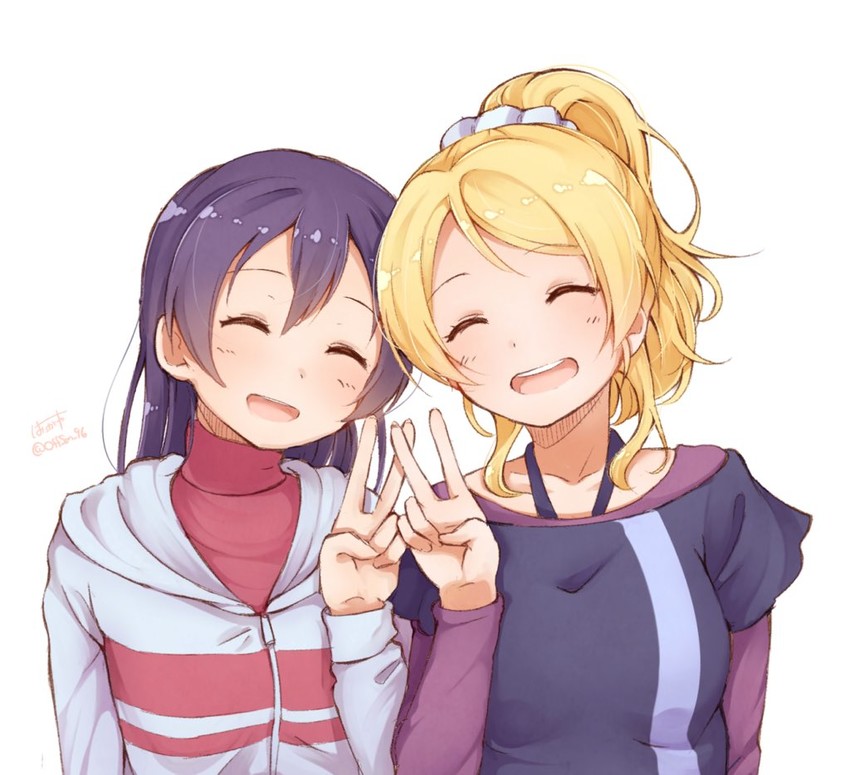 sonoda umi and ayase eli (love live! and 1 more) drawn by hatagaya