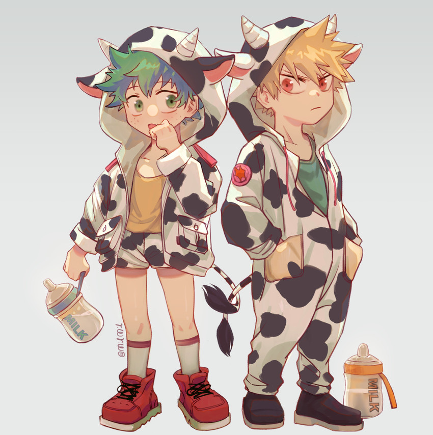 midoriya izuku and bakugou katsuki (boku no hero academia) drawn by milmil_(wa_ten'nendesu)