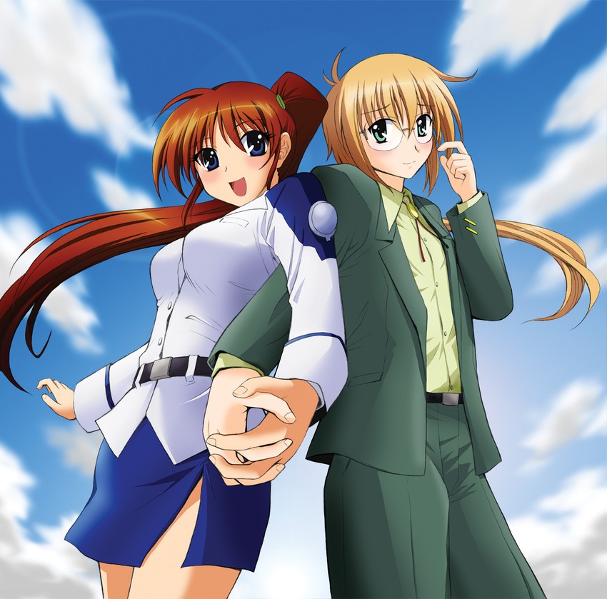 takamachi nanoha and yuuno scrya (lyrical nanoha and 1 more) drawn by kaburayagi_yasaburou