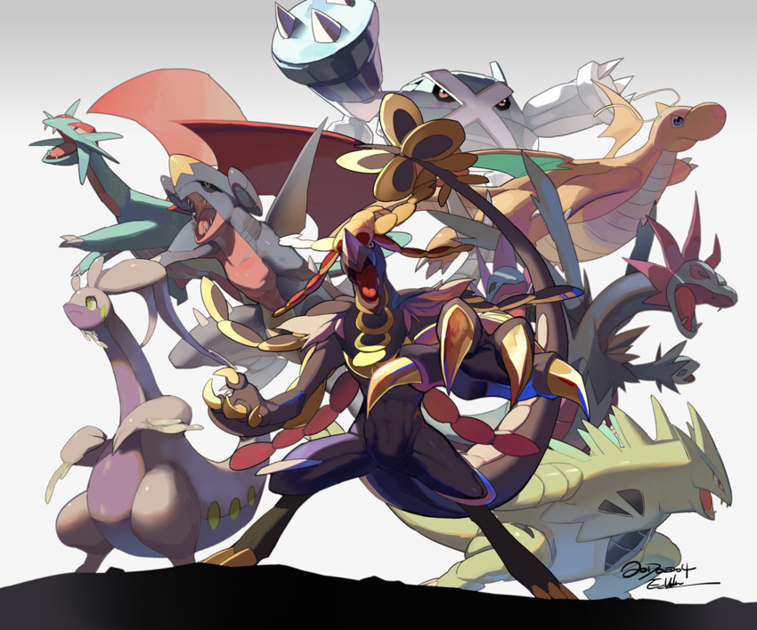 garchomp, dragonite, goodra, metagross, hydreigon, and 3 more (pokemon) drawn by e_volution
