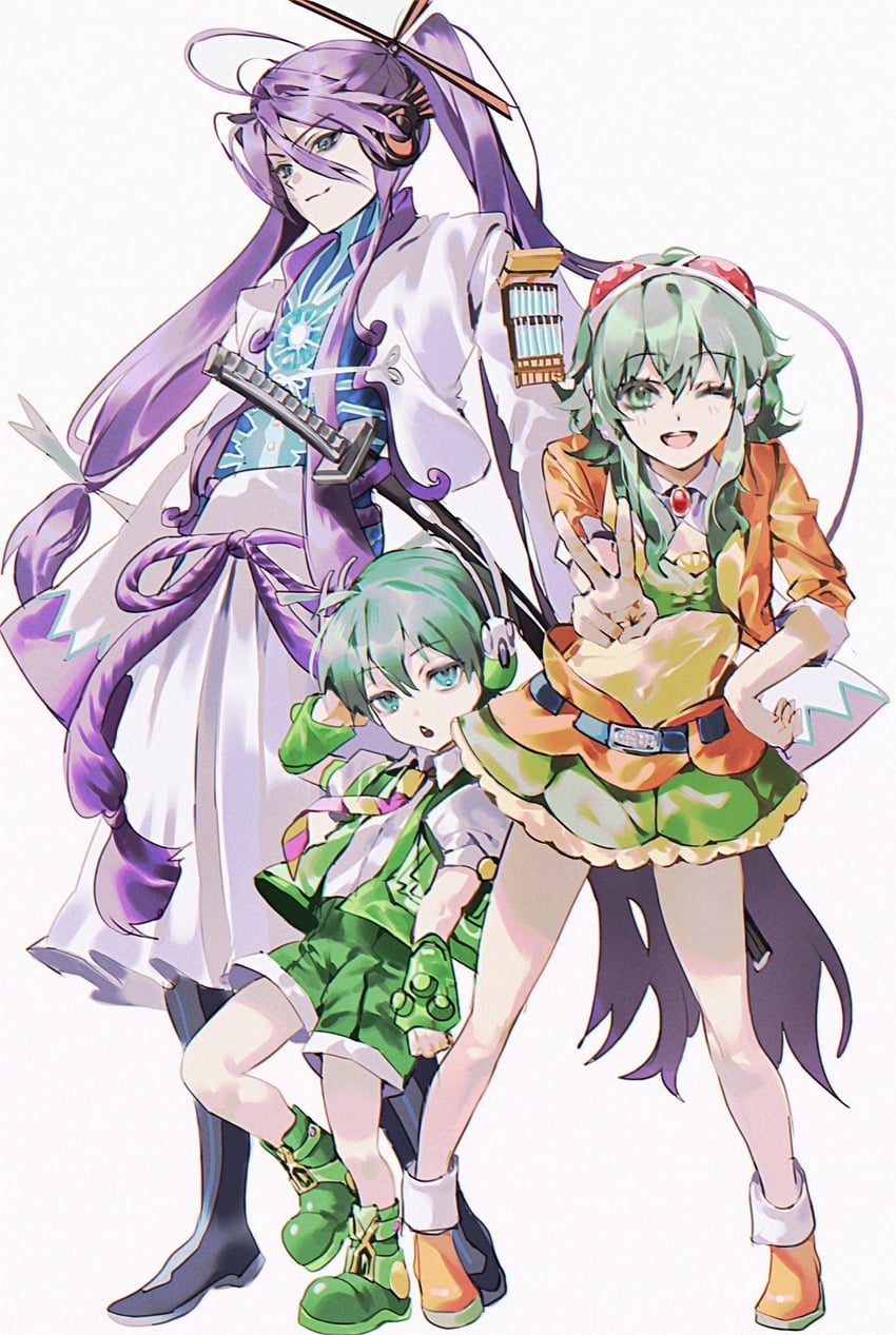 gumi, kamui gakupo, and ryuuto (vocaloid) drawn by santa_(ssanpanty)