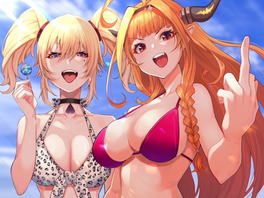 kiryu coco and coco kaine (hololive) drawn by mikan_(chipstar182)