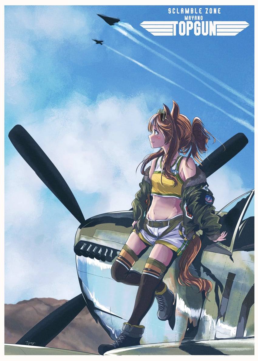 mayano top gun (umamusume and 1 more) drawn by thrux