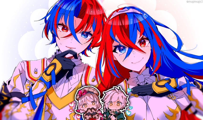 female alear, male alear, framme, and clanne (fire emblem and 1 more) drawn by mugimugis