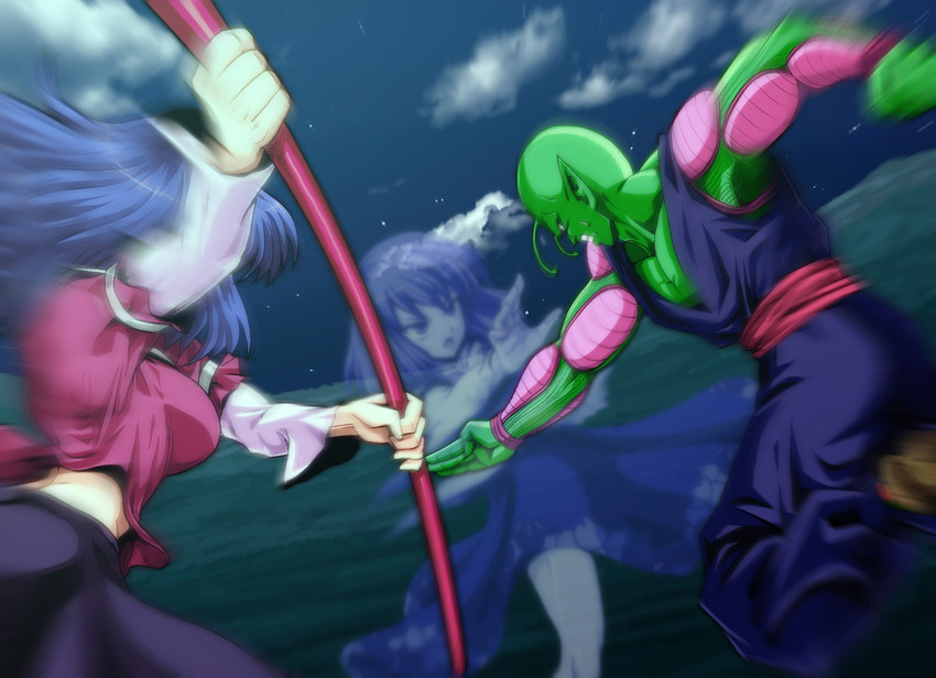 yasaka kanako and piccolo (touhou and 2 more) drawn by kamishima_kanon