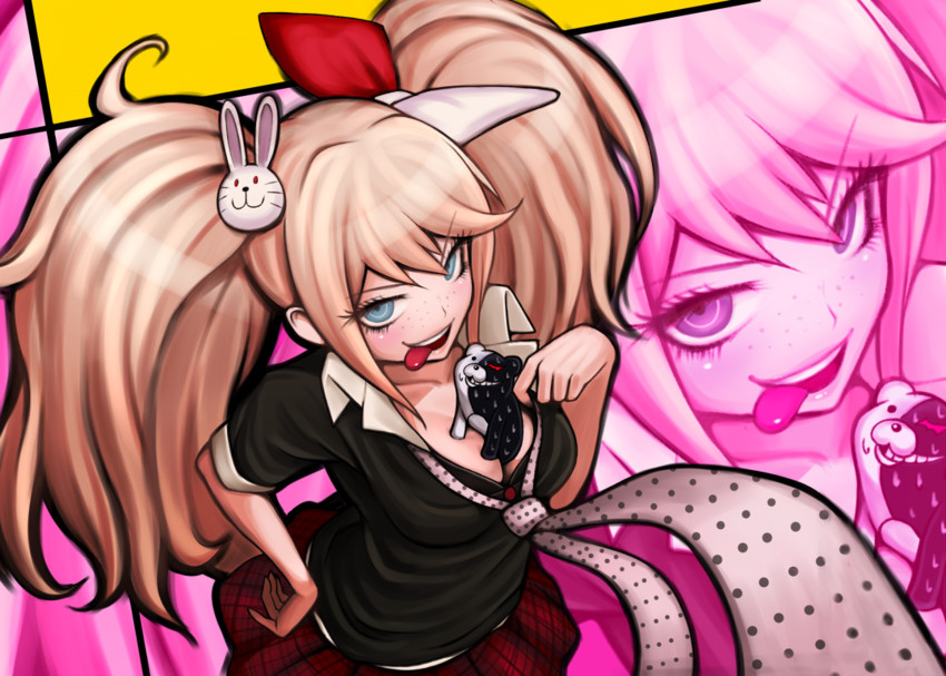 enoshima junko, monokuma, and ikusaba mukuro (danganronpa and 1 more) drawn by ska