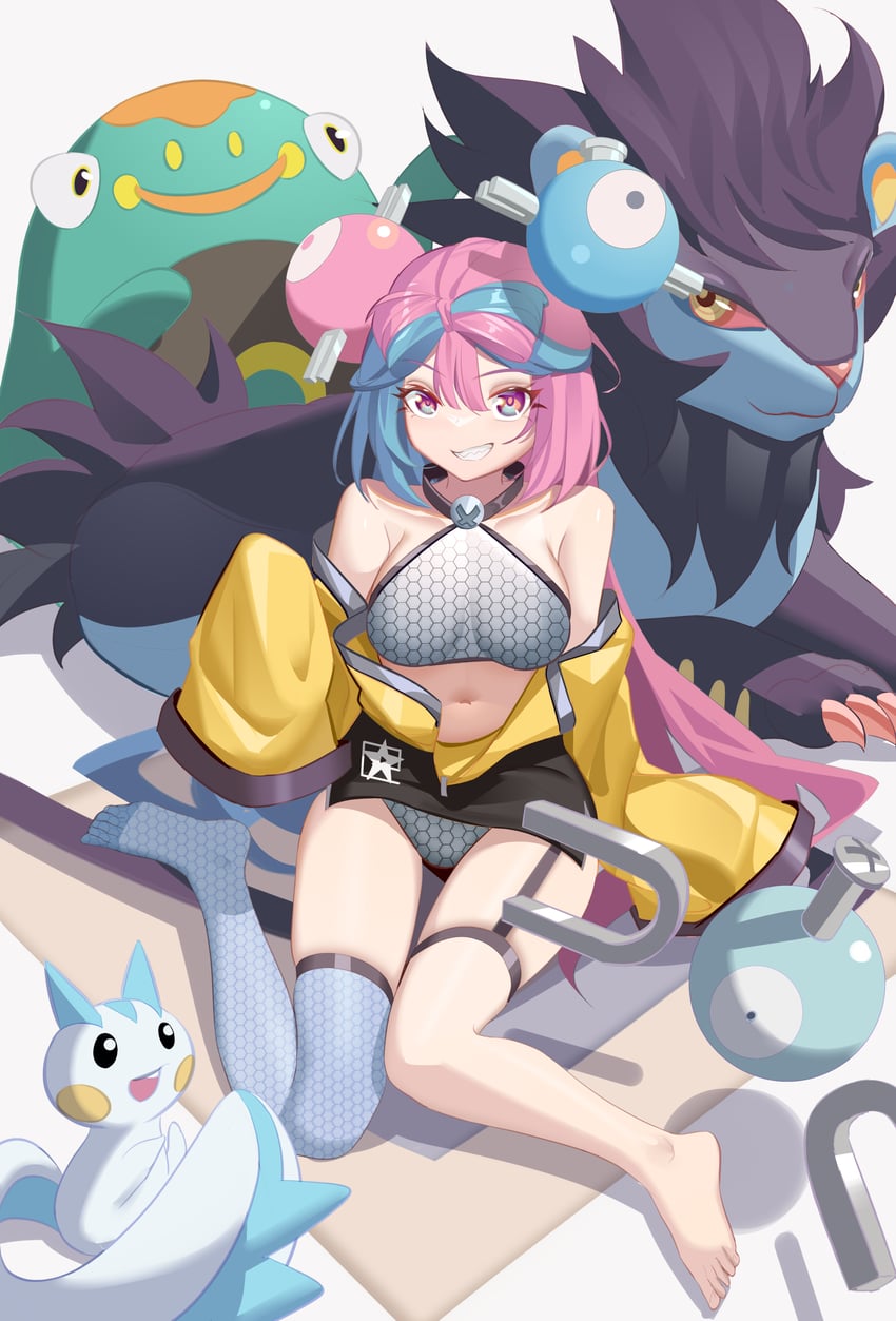 iono, magnemite, pachirisu, bellibolt, and luxray (pokemon and 1 more) drawn by luai
