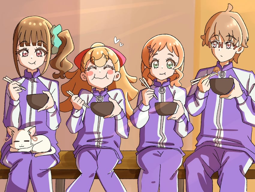 nekoyashiki yuki, inukai komugi, nekoyashiki mayu, inukai iroha, and toyama satoru (precure and 1 more) drawn by akizora_(aki_precure)