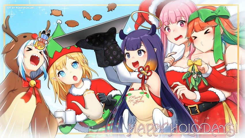 gawr gura, mori calliope, ninomae ina'nis, takanashi kiara, watson amelia, and 6 more (hololive and 1 more) drawn by pokey