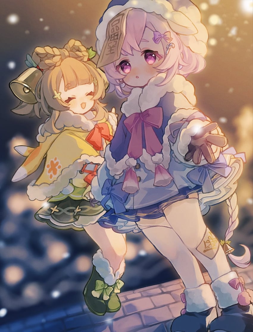 qiqi and yaoyao (genshin impact) drawn by kun_(user_ahgn2825)