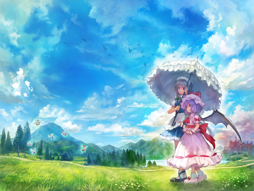 remilia scarlet and izayoi sakuya (touhou) drawn by matsuda_(matsukichi)