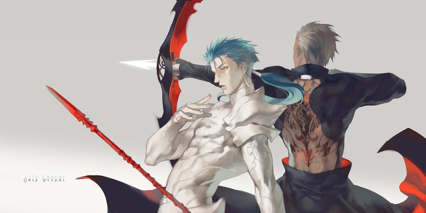 cu chulainn and archer (fate and 1 more) drawn by rei_(sanbonzakura)
